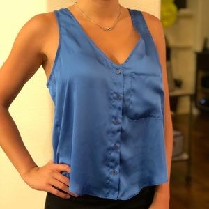 Blue satin tank top